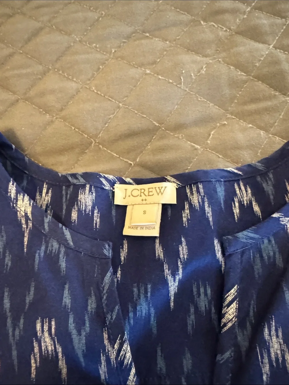 J Crew Navy Print Long-Sleeve Top